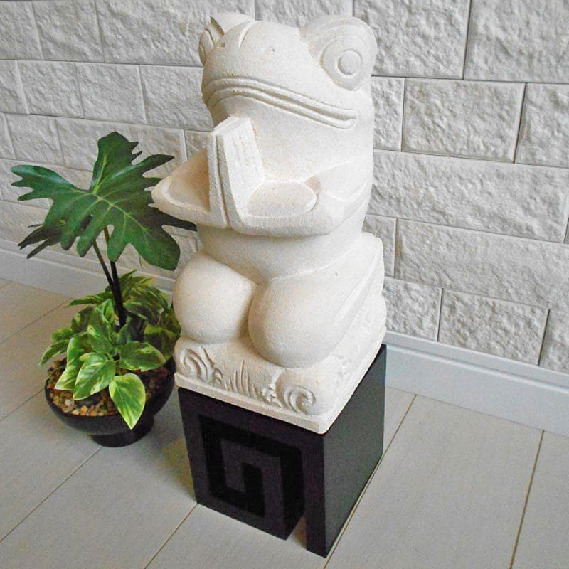 石像 お祈りかえる 渦巻き スクエア 飾り台 セット♪ スパ バリスパ エステ