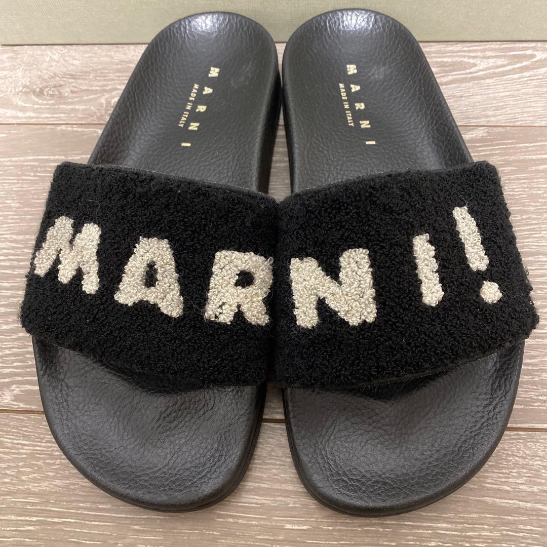 MARNI ロゴ入り ブラック サンダル 37