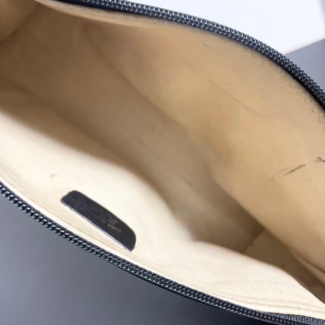 GUCCI グッチ マイクロGG柄 レザー×キャンバス ショルダーバッグ 黒色