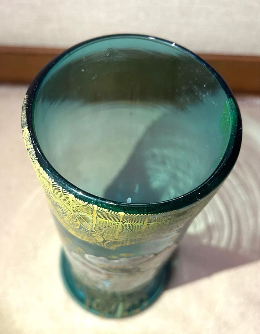 ルグラ 花瓶 ライトグリーン 花柄 アンティーク 箱なし