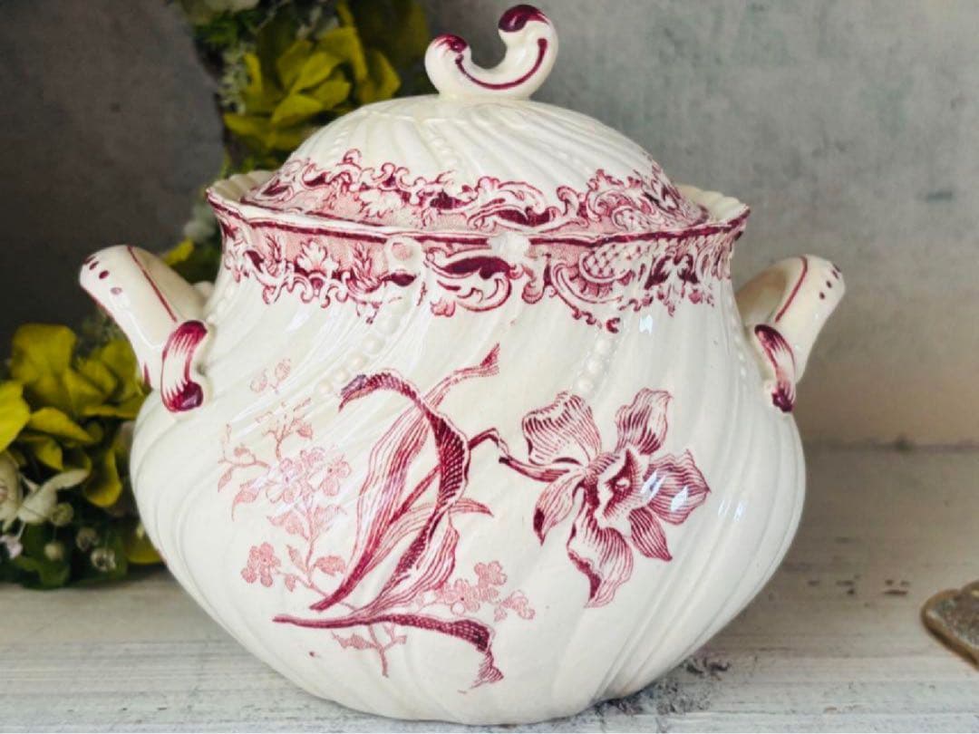 希少　サルグミンヌ シュガーポット シュクリエ 花柄 フランスアンティーク