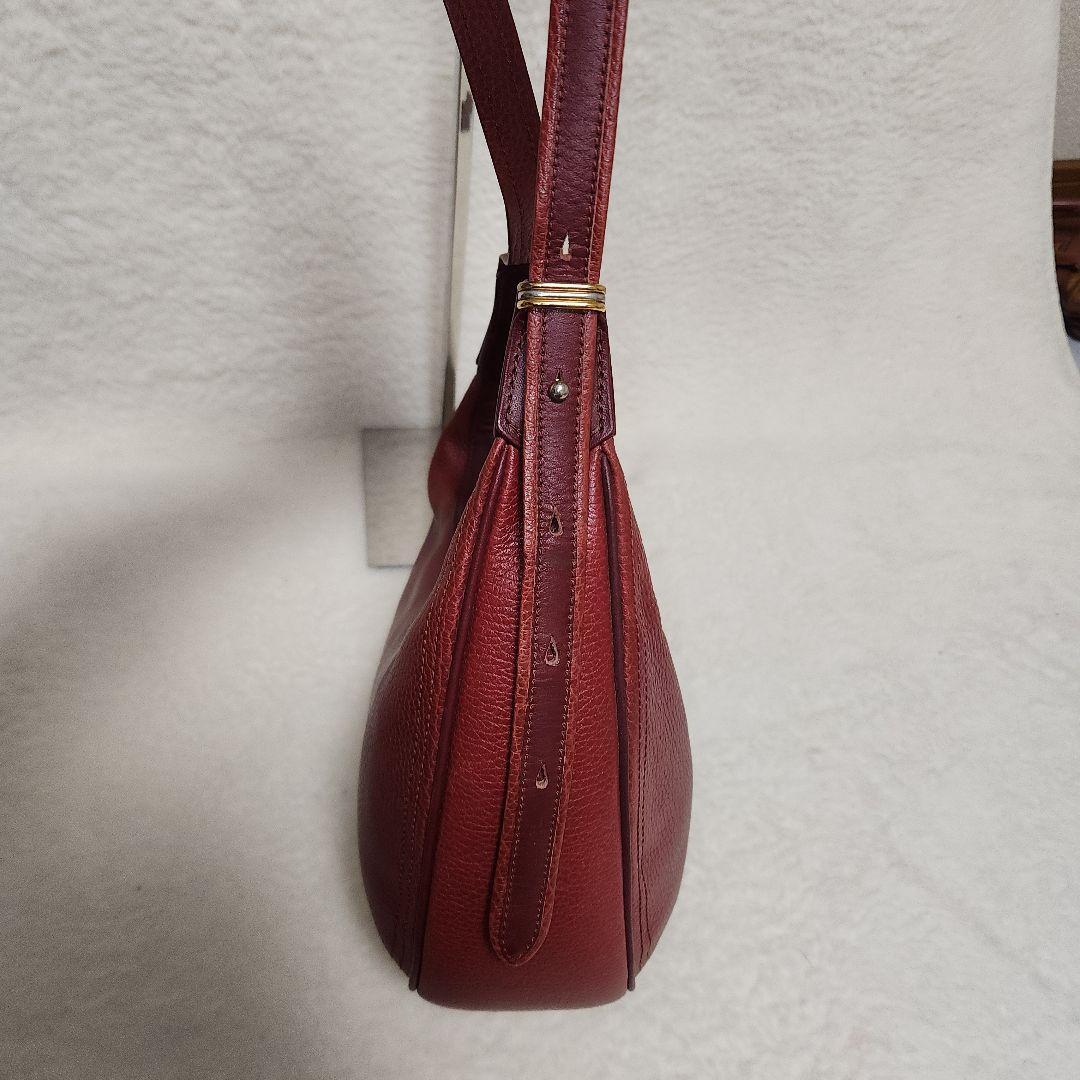 カルティエ マストライン ショルダーバッグ 三日月型 レザー ボルドー　カード