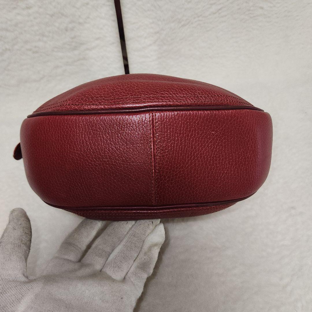 カルティエ マストライン ショルダーバッグ 三日月型 レザー ボルドー　カード