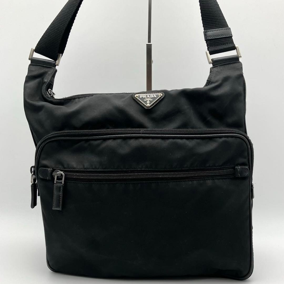PRADA プラダ ショルダーバッグ　三角ロゴ　テスートナイロン　ブラック