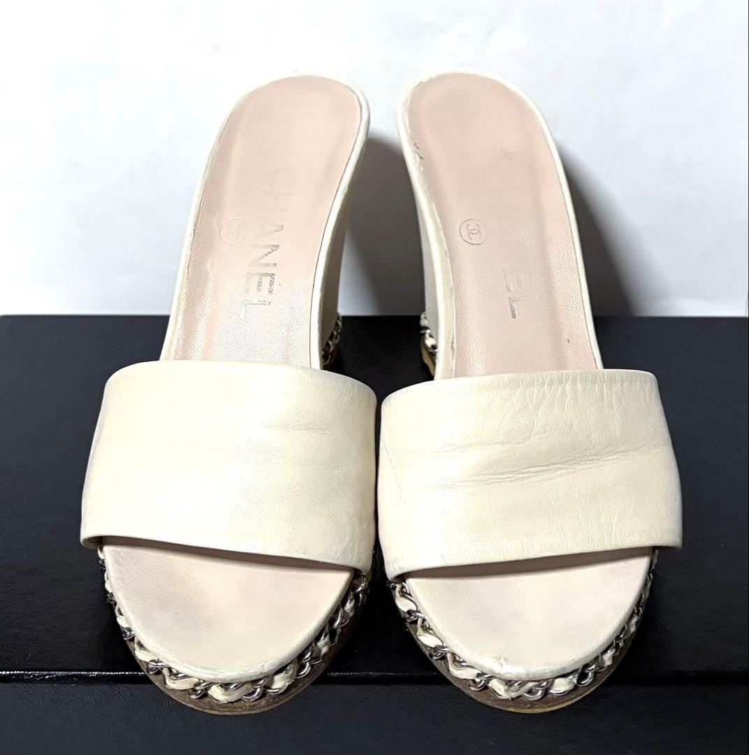 aaa！CHANELシャネル☆ウェッジソールサンダル&保管ケース・袋