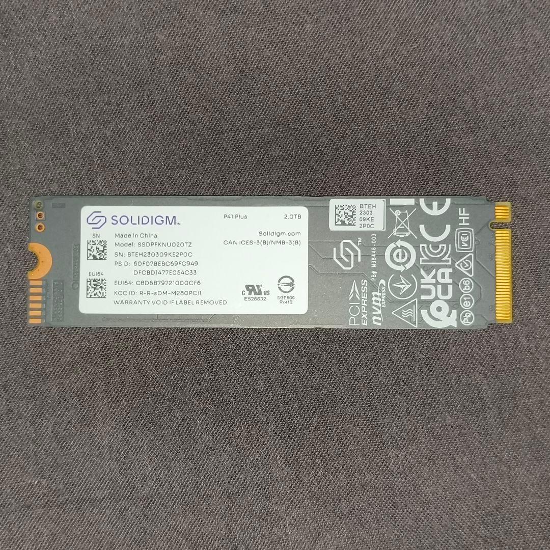 【中古】SOLIDIGM PCIe 4.0 NVMe 2TB M.2 SSD