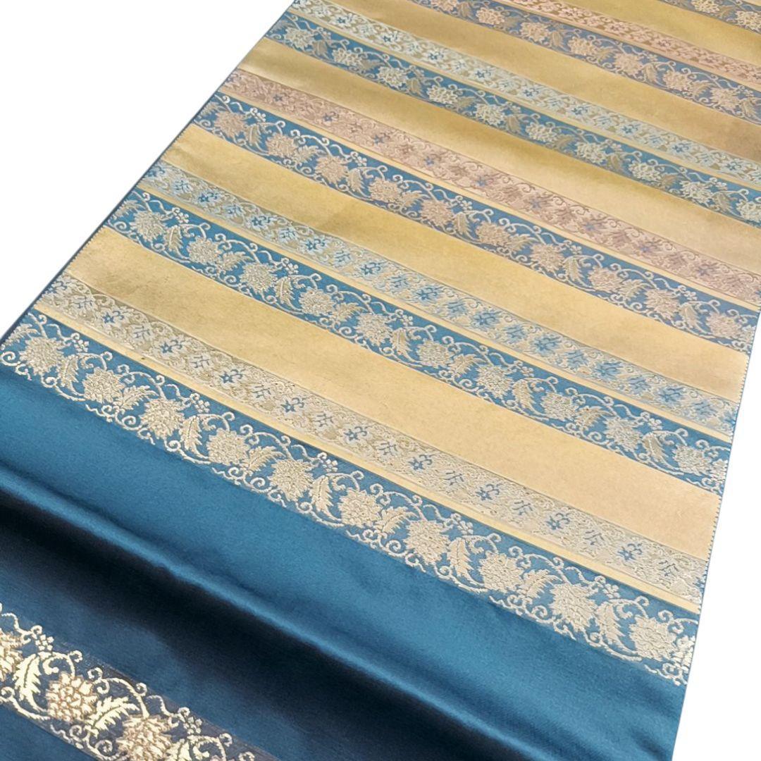 1080 華 袋帯 正絹 箔屋清兵衛 横縞