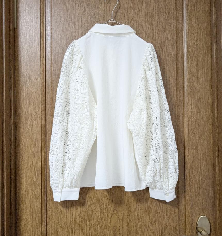 VERMEIL par iena レースコンビ ボリュームスリーブブラウス