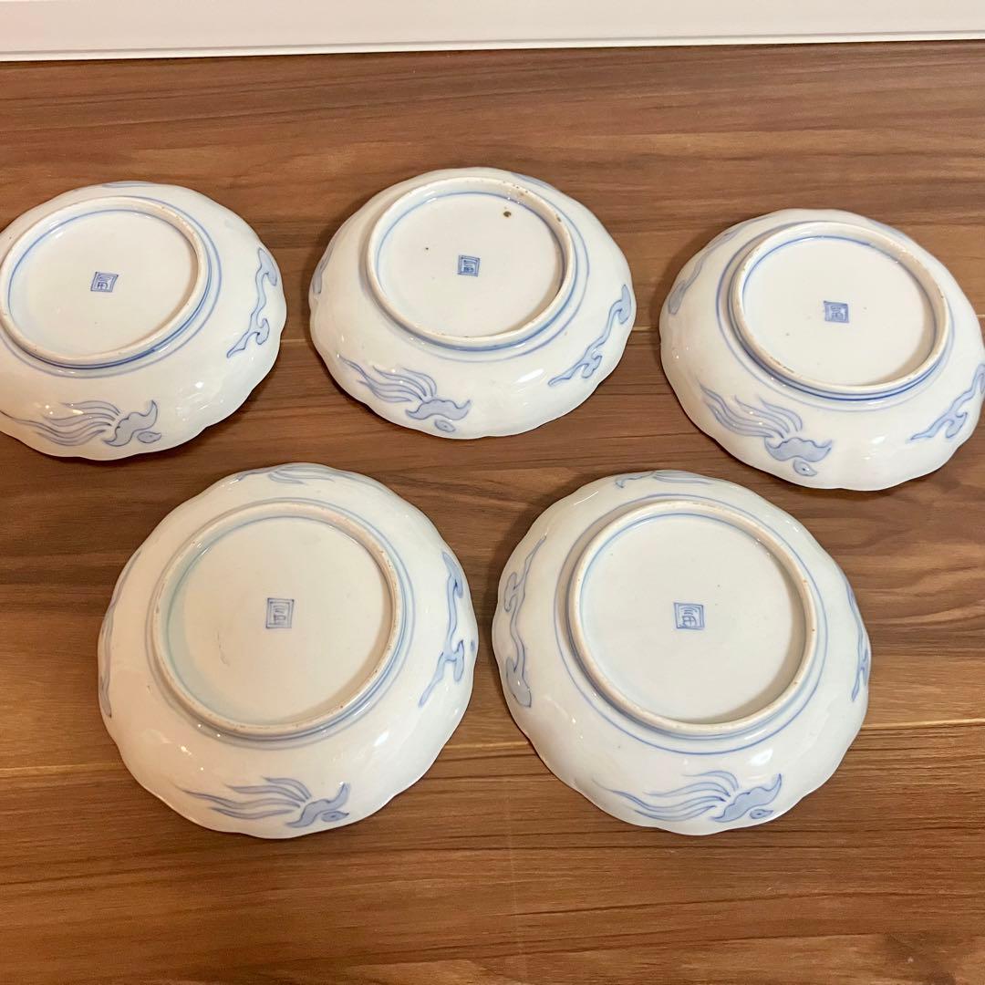 古伊万里　小皿　五客セット　色絵　赤