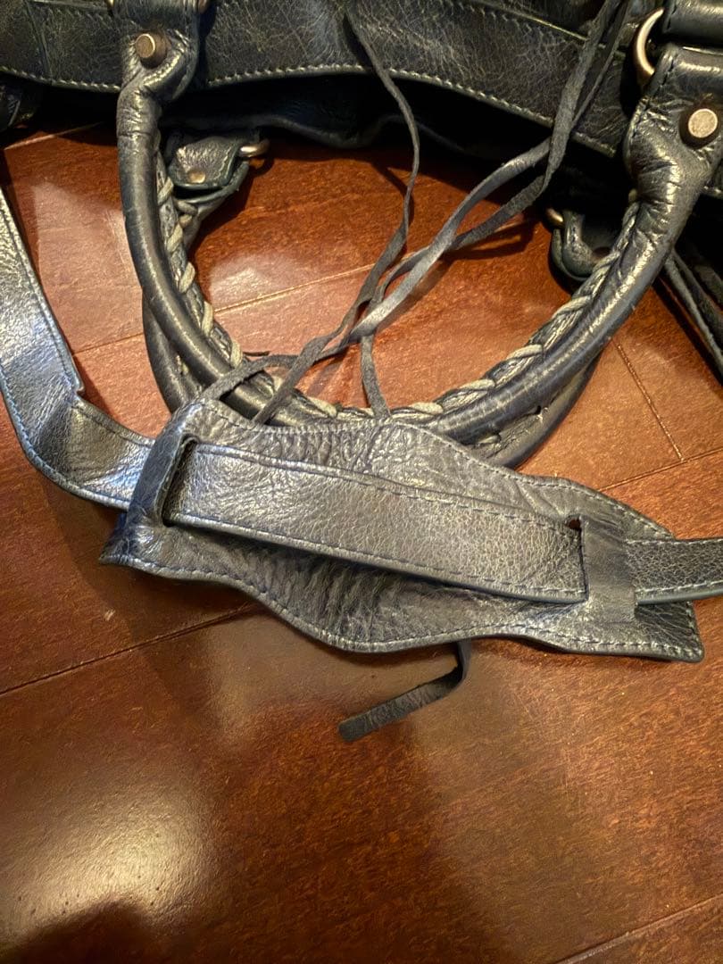 レザーショルダーバッグ エディターズ ヴィンテージ 本革 2way ダークブルー