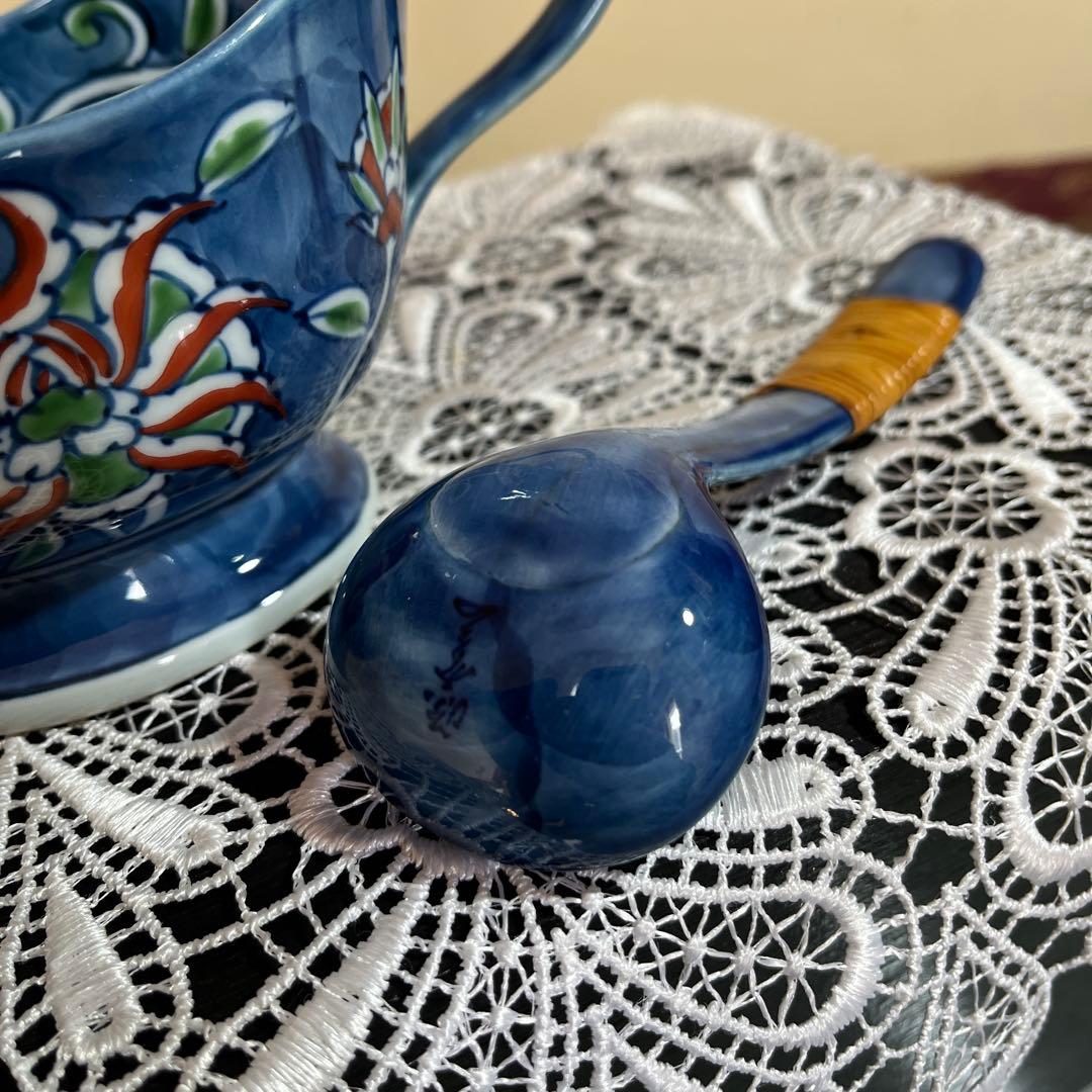 源右衛門　染錦唐花　ソース　ドレッシングポット　専用スプーン