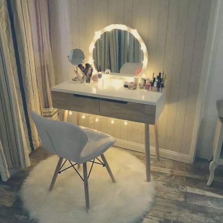 即日発送　北欧風ins話題オシャレドレッサー　コスメデスクスツールセット
