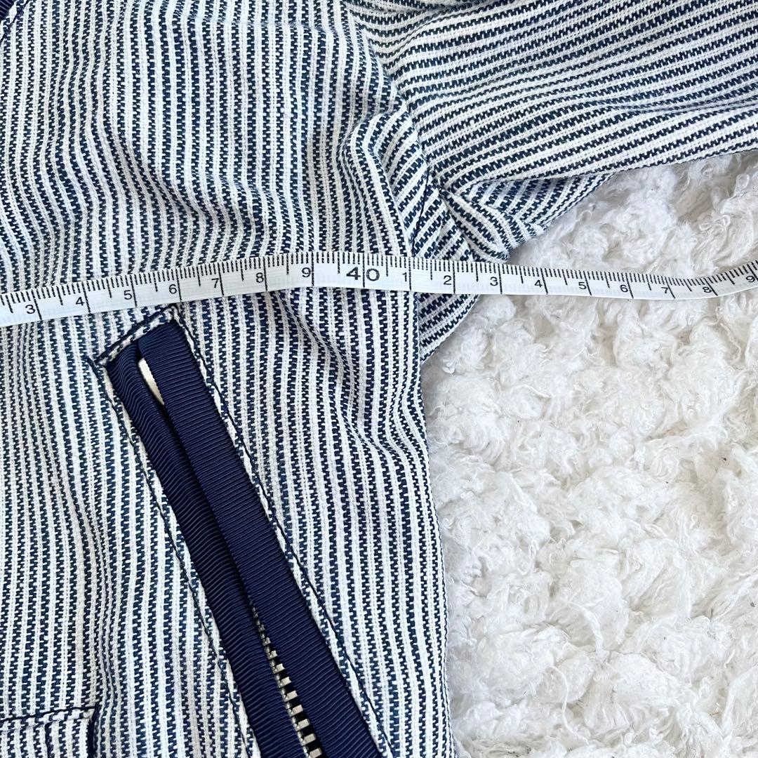 M*n様 美品　サカイ　sacai ストライプ柄　紺　白￼ライダースジャケット