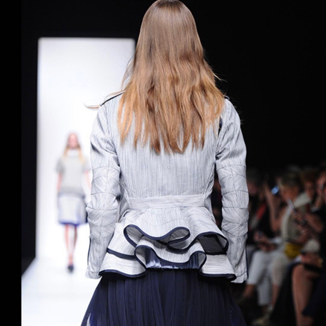 M*n様 美品　サカイ　sacai ストライプ柄　紺　白￼ライダースジャケット