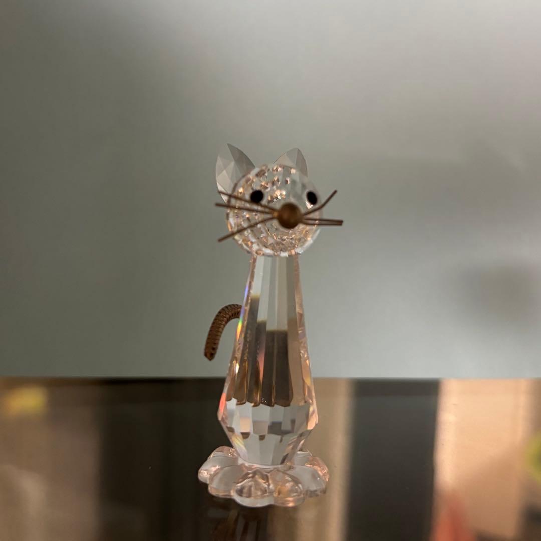 スワロフスキー、ネコ、ネズミ、ハリネズミの置物3点セット
