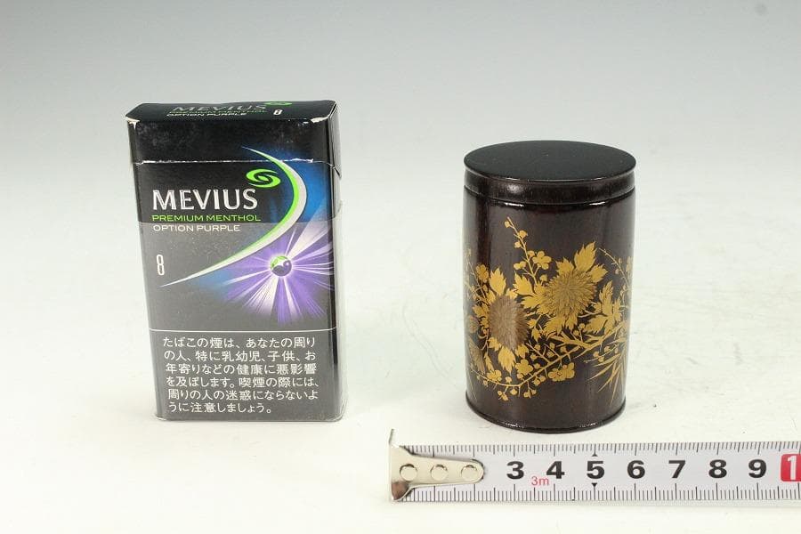 茶道具 紫檀 草花蒔絵 茶入 美品(K-BB517)