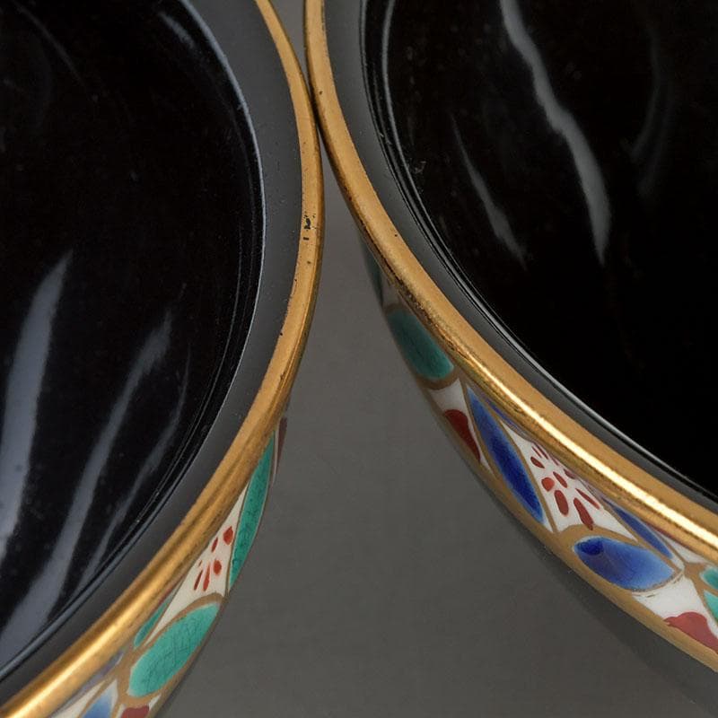 クローバー　茶道具　橋本紫雲作　黒釉　数茶碗　四客まとめて　V　9596