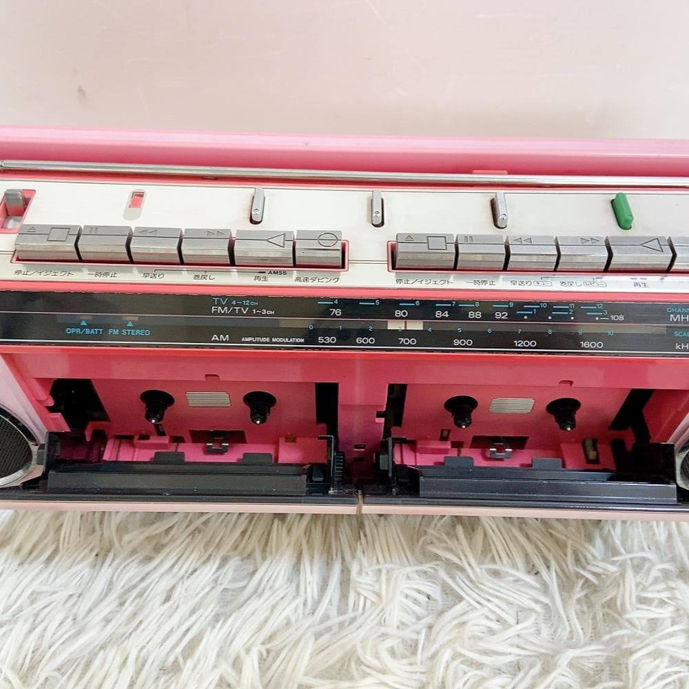 希少なピンク! SANYO MR-WU4L 当時物 ダブルラジカセ 昭和レトロ