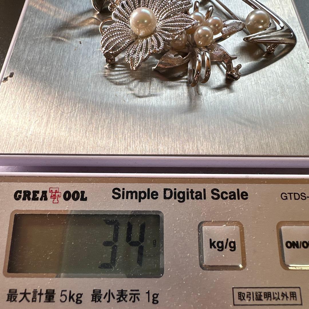 【vintage】田崎真珠含む　シルバー製　パールブローチ　6点　まとめ売り