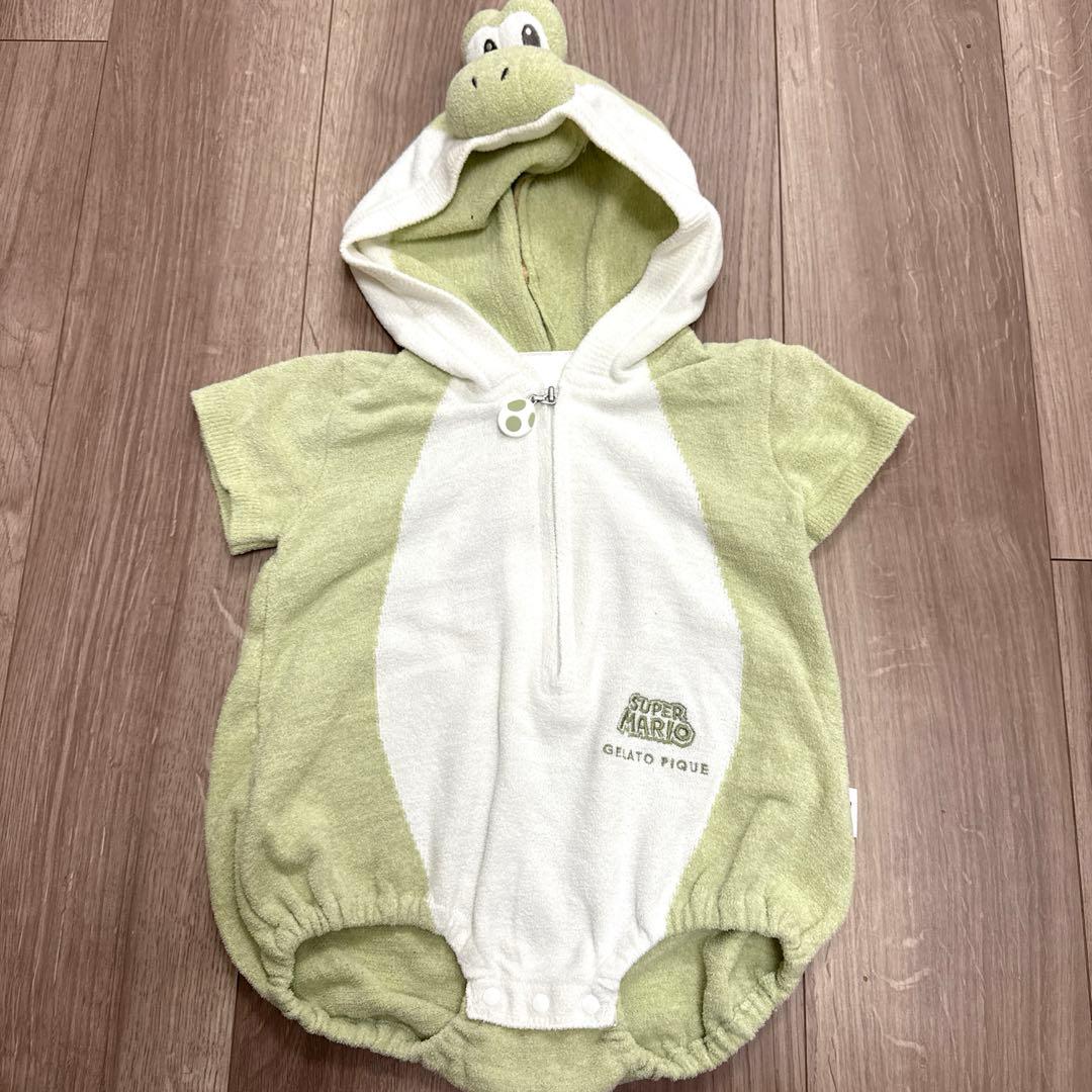 【美品】80 ジェラートピケ　ヨッシー　ロンパース　半袖