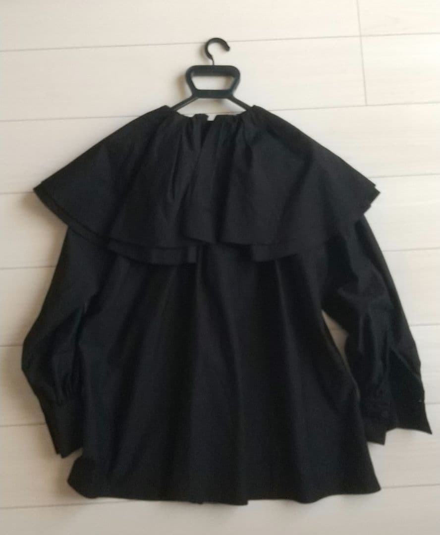 デパリエ コットン×シルク フリルオーバーカラーブラウス 38