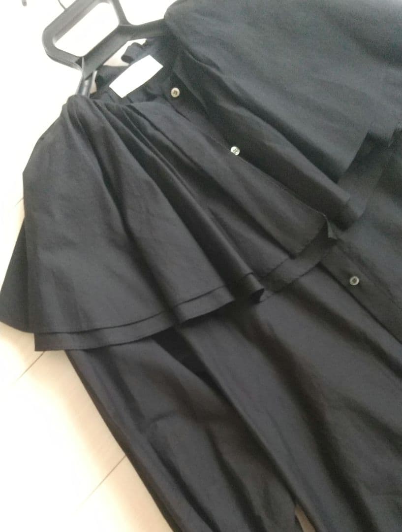 デパリエ コットン×シルク フリルオーバーカラーブラウス 38