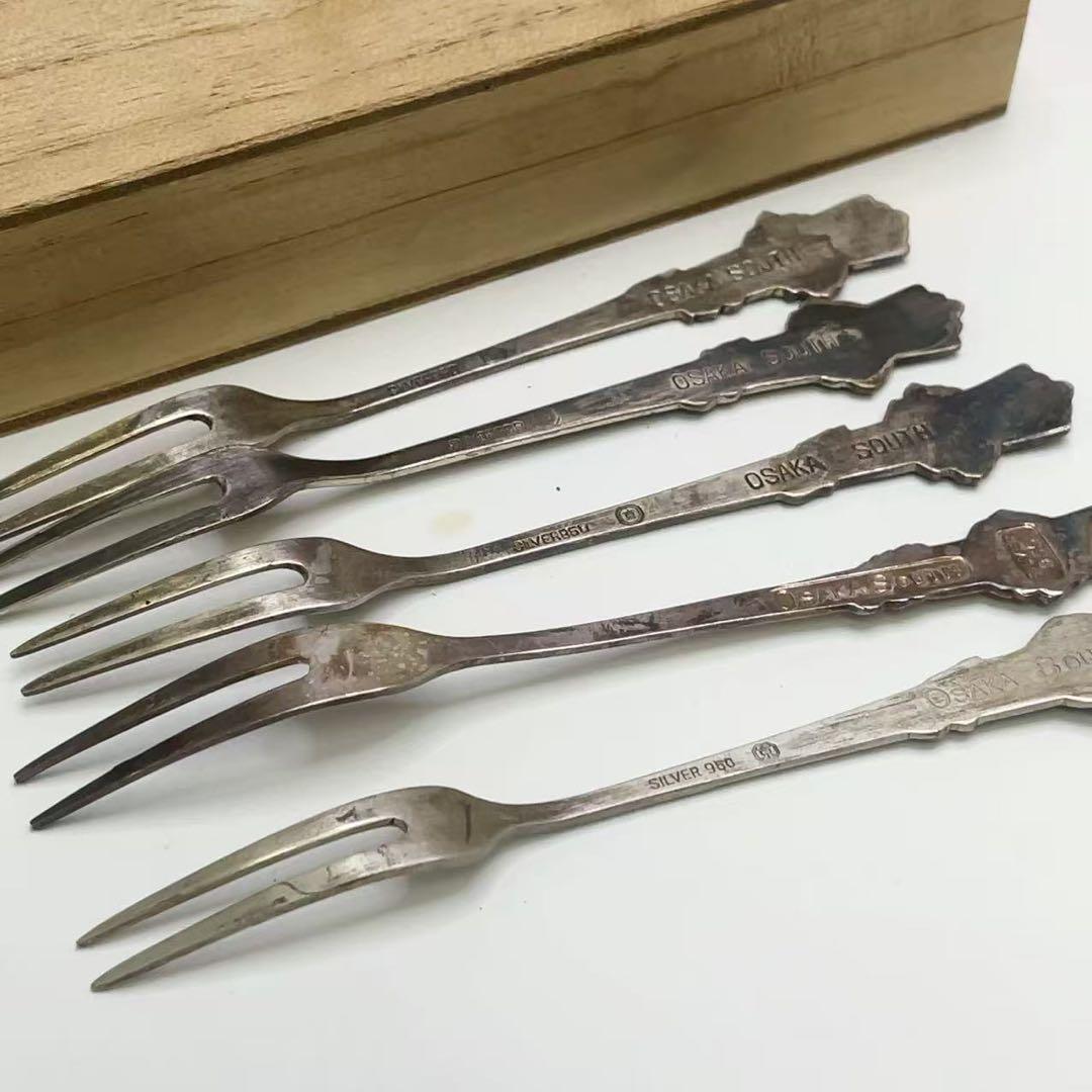 ライオンズかクラブ 銀製 フォーク 5本セット 桐箱付き SILVER刻印