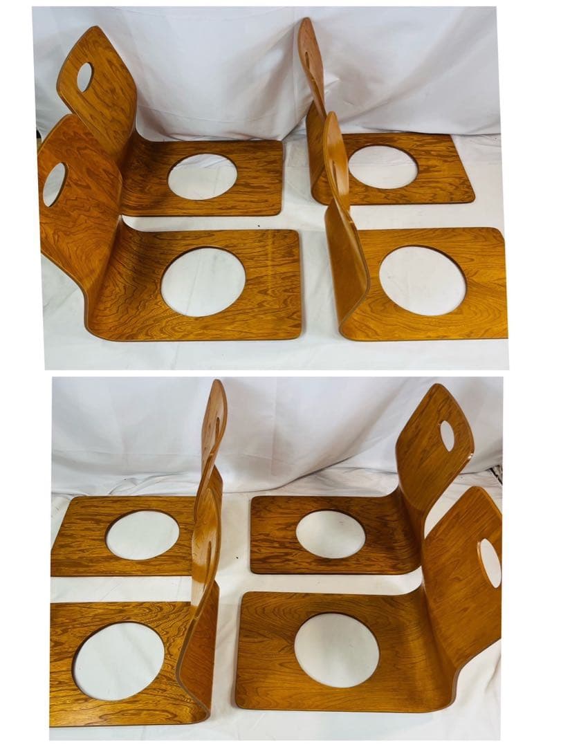 【良品】 曲げ椅子 10脚セット 木製 アンティーク 昭和レトロ ②