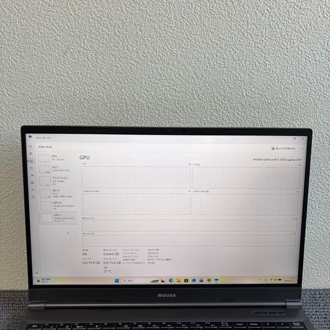 Windowsノート本体 Mouse DAIV 22045P-TGLBBW11 i7-11800H