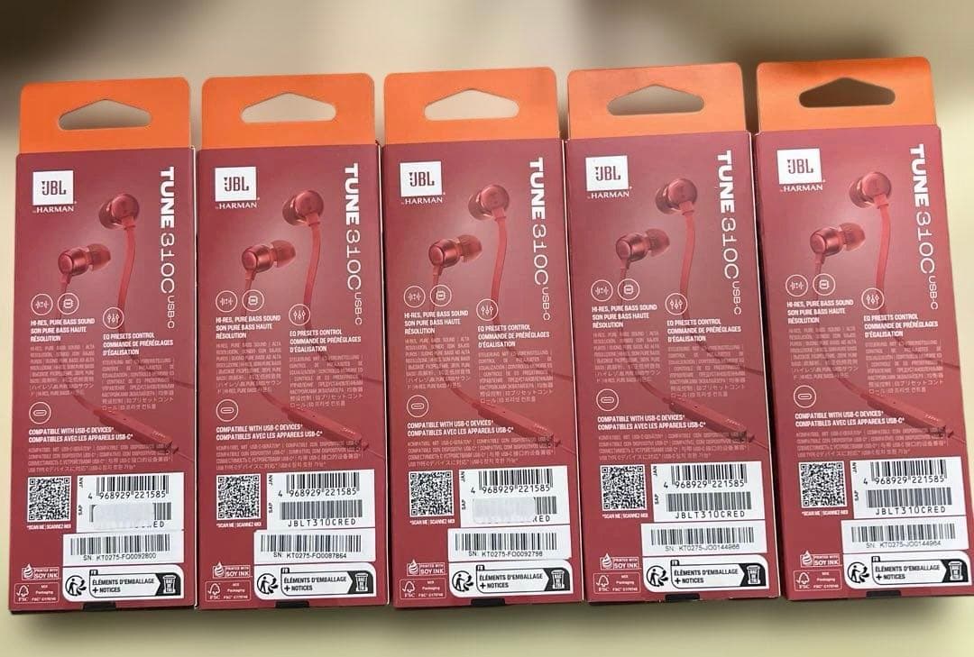 JBL TUNE 310C USB-C レッド 5点