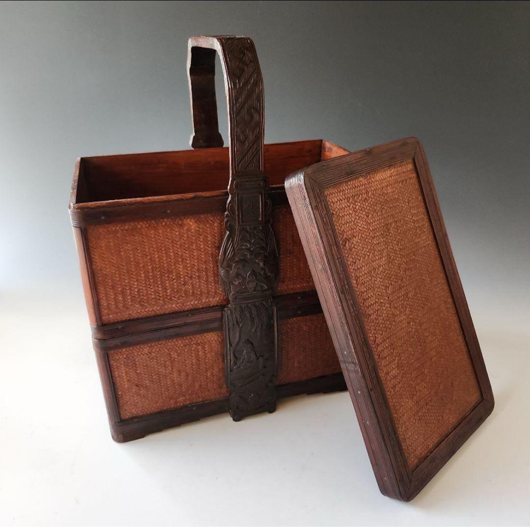 【セール】煎茶道具　茶道具　提籃　ていらん　籠　煎茶　茶道具　箱　竹　箱無し