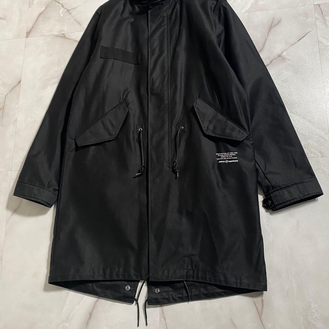 B18174 美品 UE×FRGMT スタンドカラーモッズコート 黒2