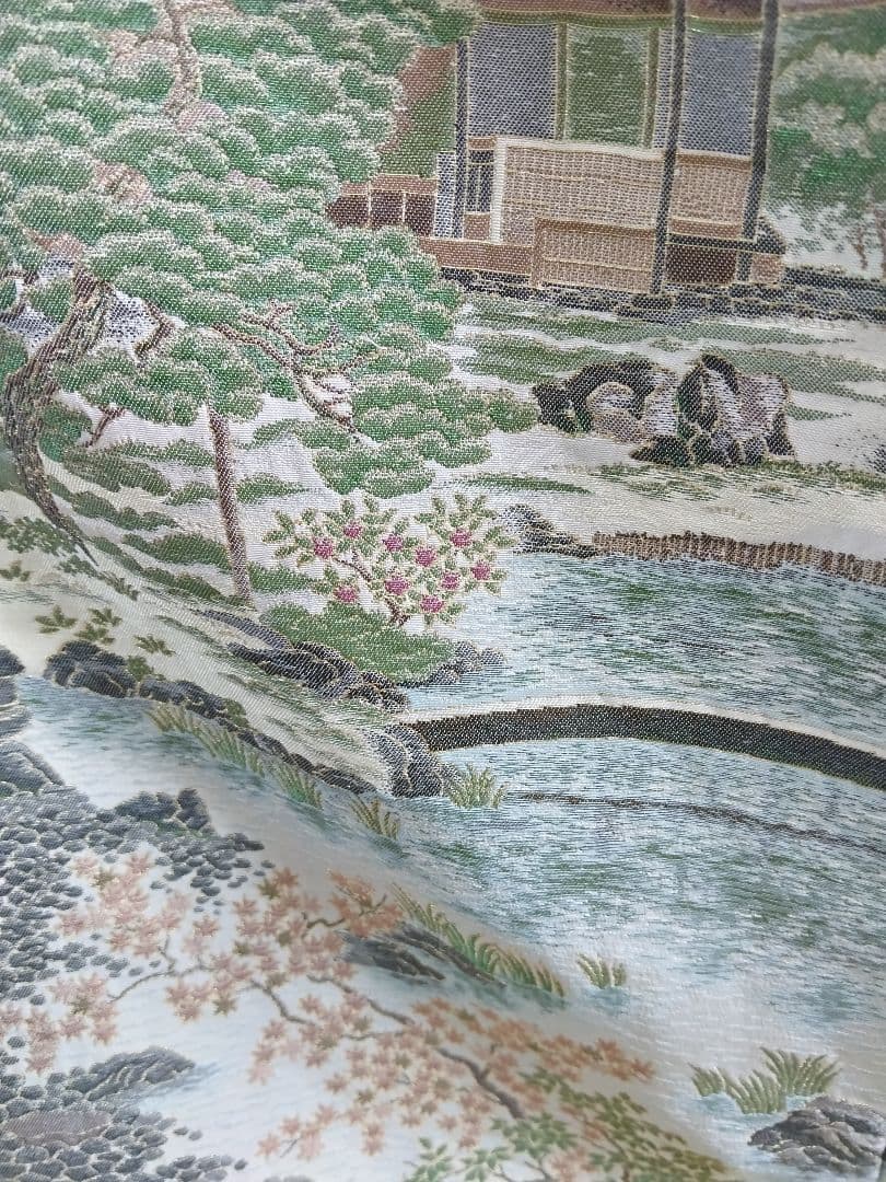 T-293 色留袖 寿光織 樹木 風景 袷 三ツ紋 暈し 金銀糸 美品