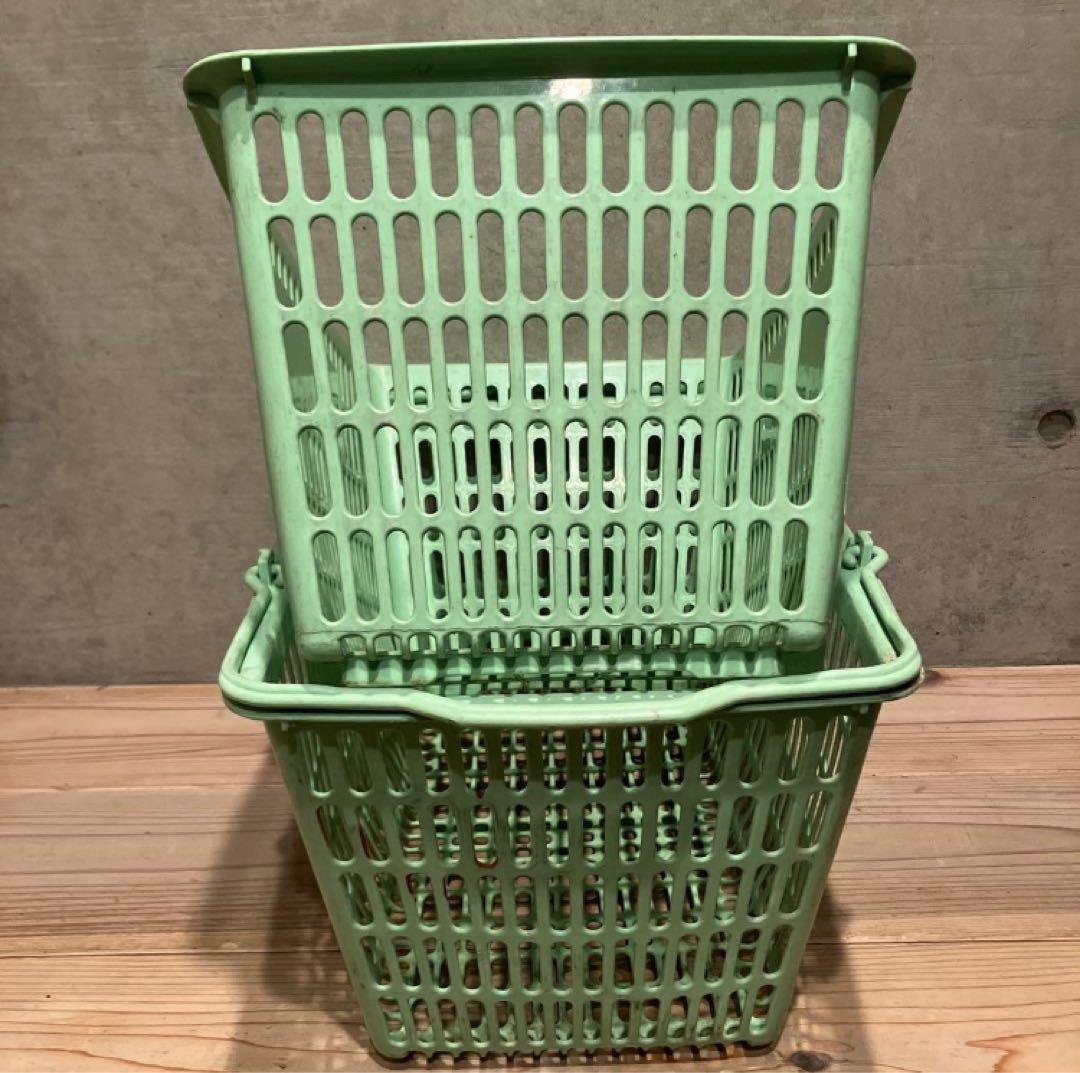 昭和レトロ　ジャスコ　イオン　2個　買い物かご　レトロポップ　収納　かご　店舗