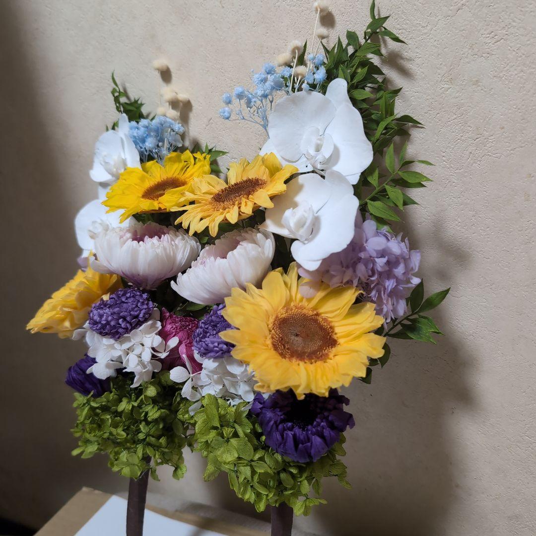 特選仏花　 花器無し 造花無し　特大一対 コンパクト一基 プリザーブドフラワー