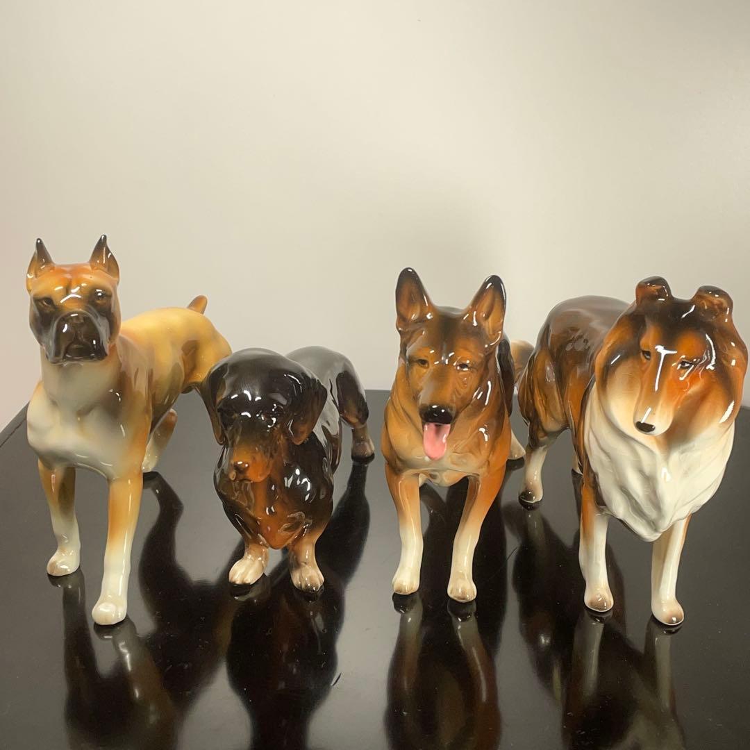 【美品・希少】加藤工芸 陶器製 犬の置物 4体セット KATO KOGEI