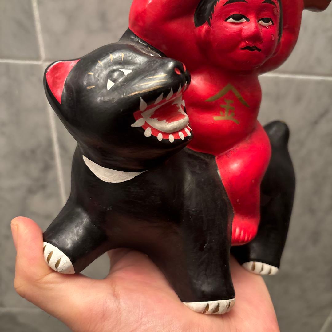 郷土玩具 秋田 民藝　中山土人形 美しい色彩と手仕事の「熊乗り金太郎」