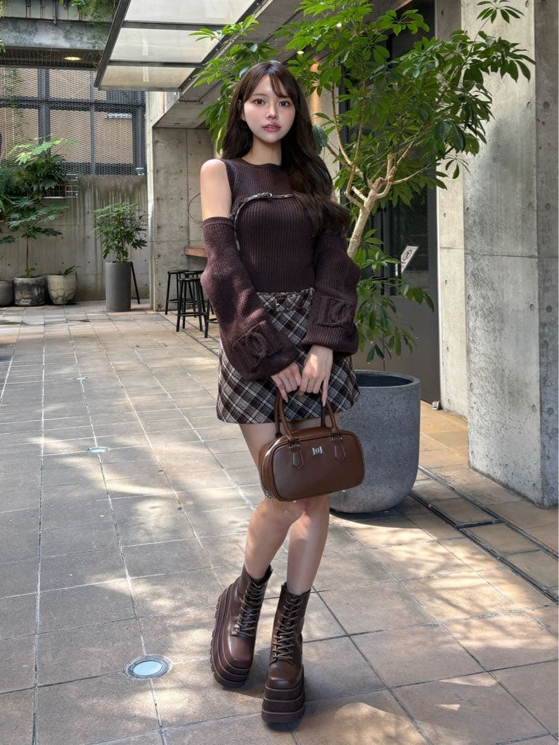 Darich ダーリッチ ドッキングミドルウエストニットミニワンピース FL