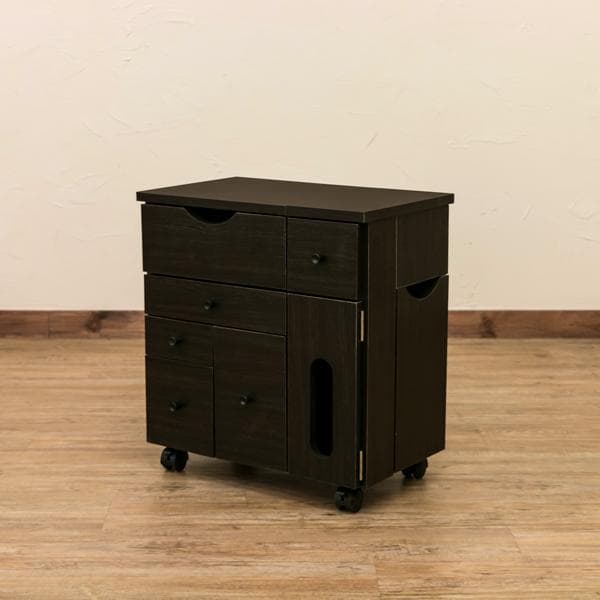 【新品・送料無料】コスメワゴン　横型　DBR/WH