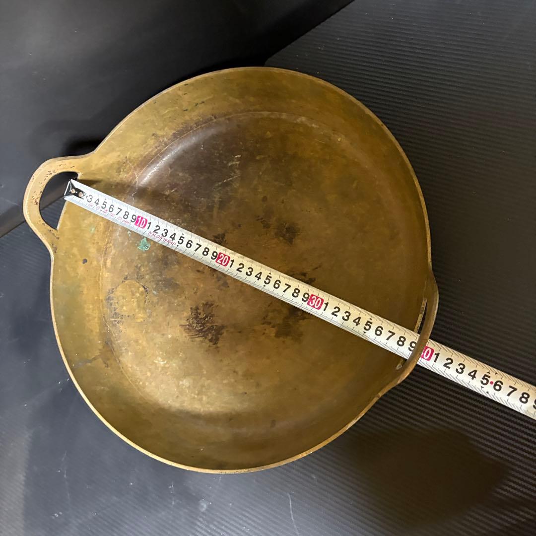 希少レア　仁悟　砲金鍋　銅鍋　39ｃｍ　平鍋　天ぷら鍋　日本料理　両手鍋