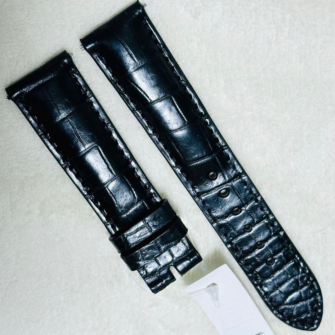 3007#20mm-18mmブラック★本物クロコダイルベルト★スイス製