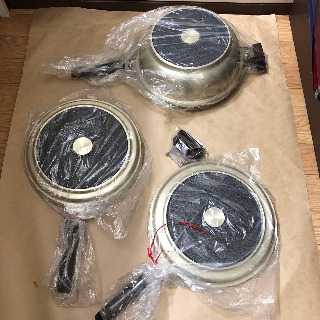 未使用　最高級　しばのキッチン　ゴールド　フライパン3点セット　IH対応