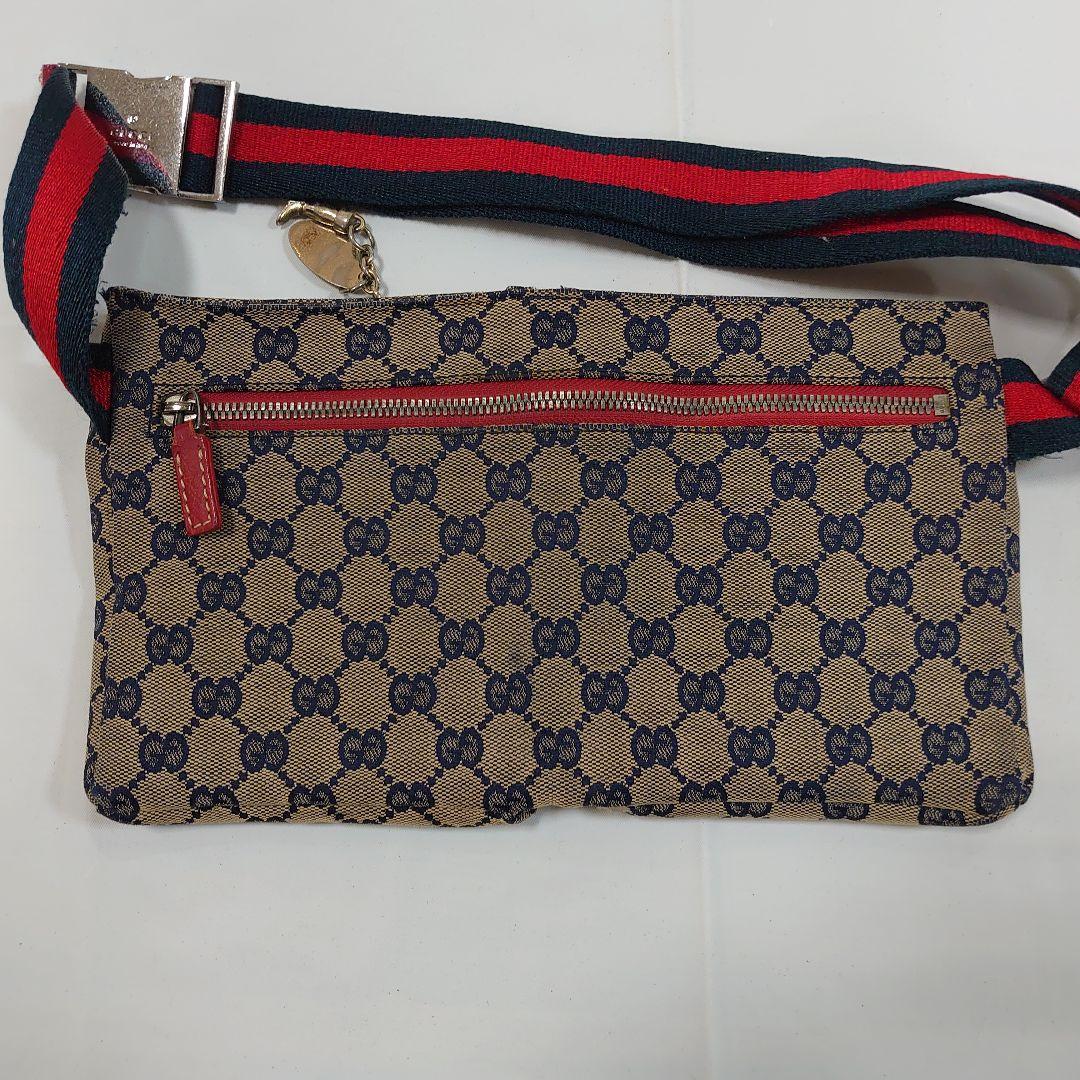 GUCCI グッチ ウエストポーチ ボディバッグ GGキャンバス レッド ブルー