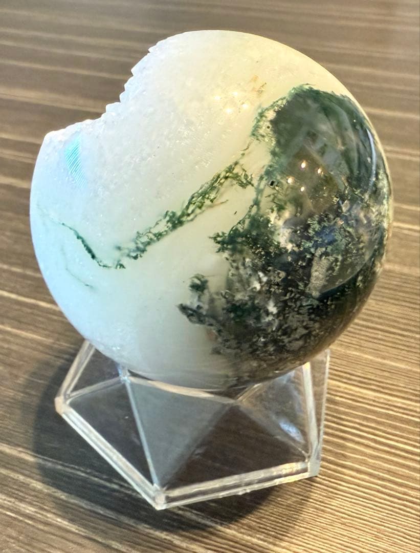 高品質♡ モスアゲート 笑口 スフィア 丸玉 ジオード 74mm 苔瑪瑙 天然石