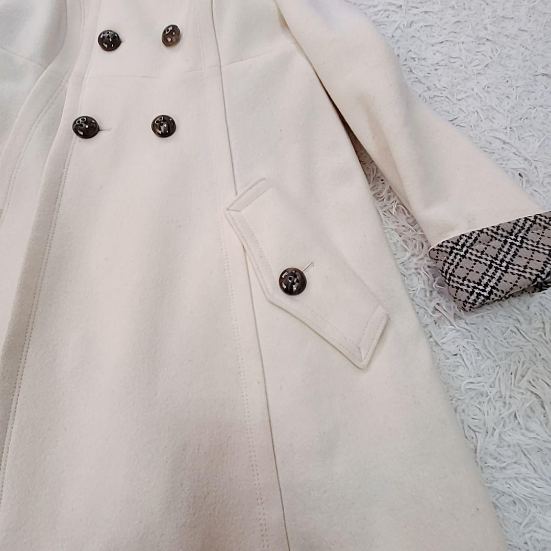 バーバリー・ブルーレーベル 裏ノバチェック コート アイボリー S