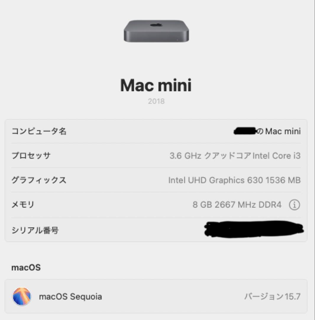 Apple Mac mini 2018 スペースグレー 最新OS
