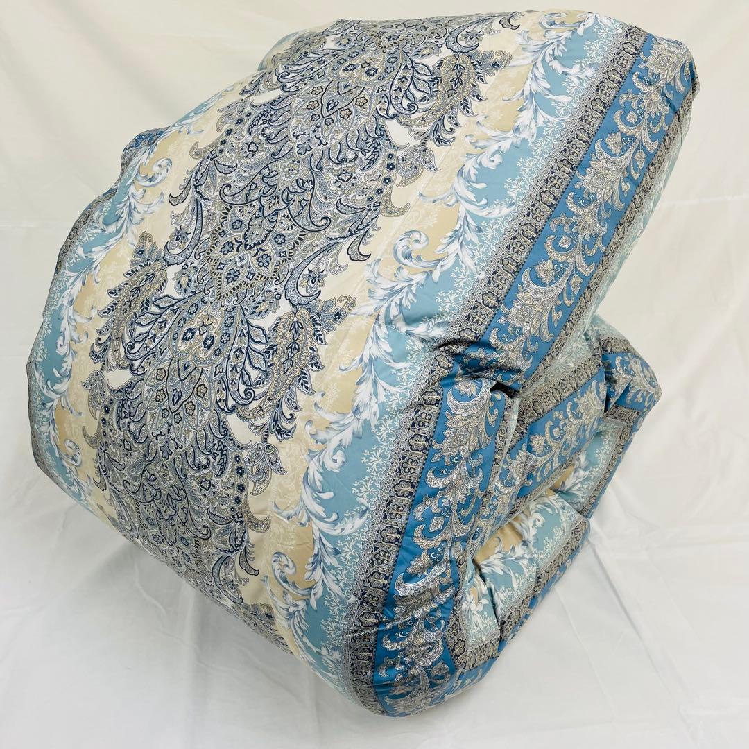 羽毛布団 シングル 増量 抗菌防臭羽毛 ブルー 日本製　特別価格