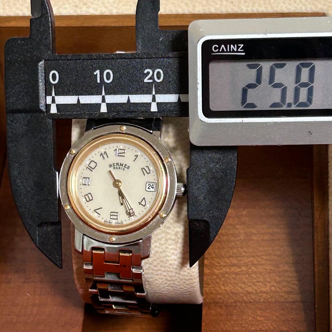 なっちゃんHERMESクリッパーCL4.220 シェル文字盤　コンビ腕時計