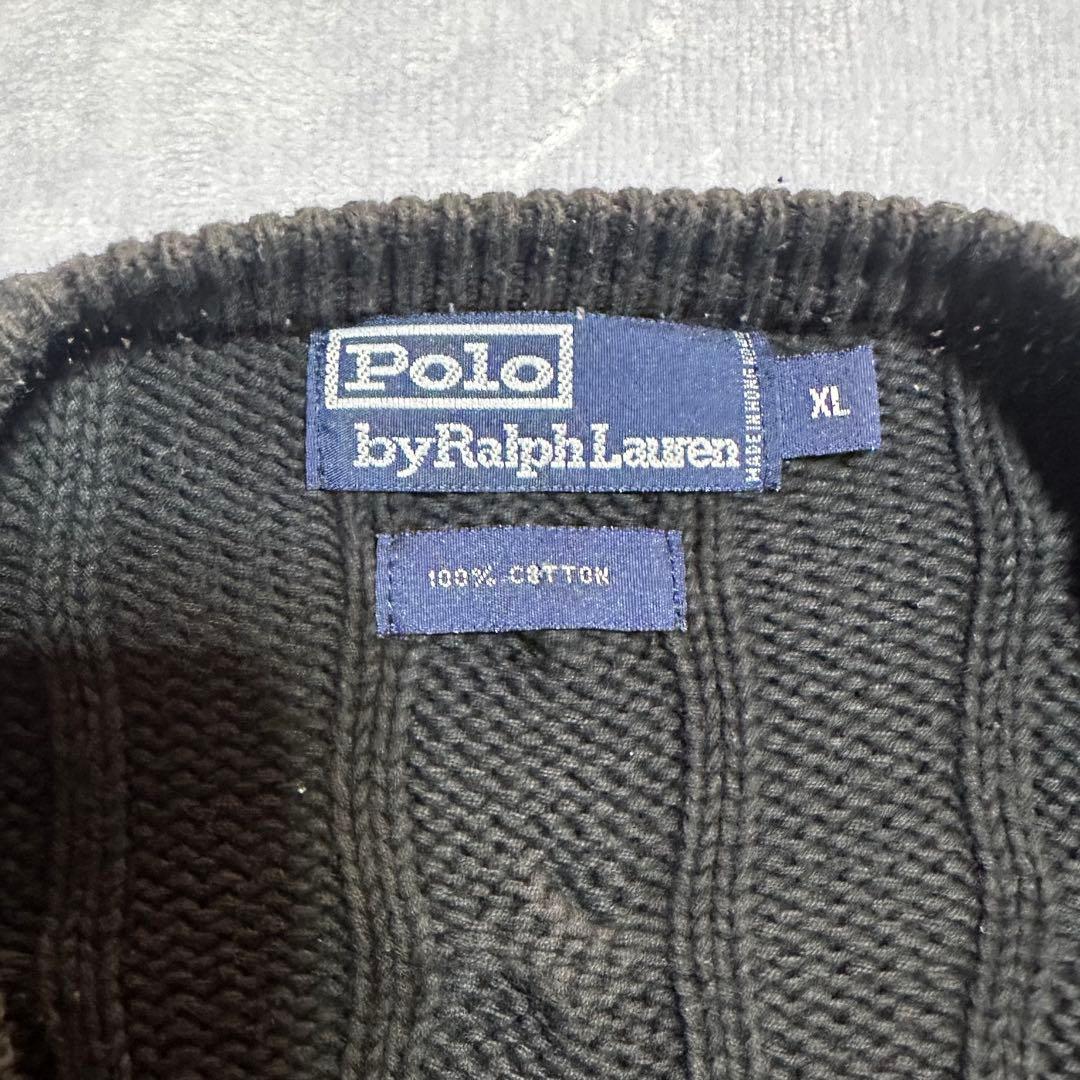 【極美品】90s Polo Ralph Lauren Vネックケーブル ニット