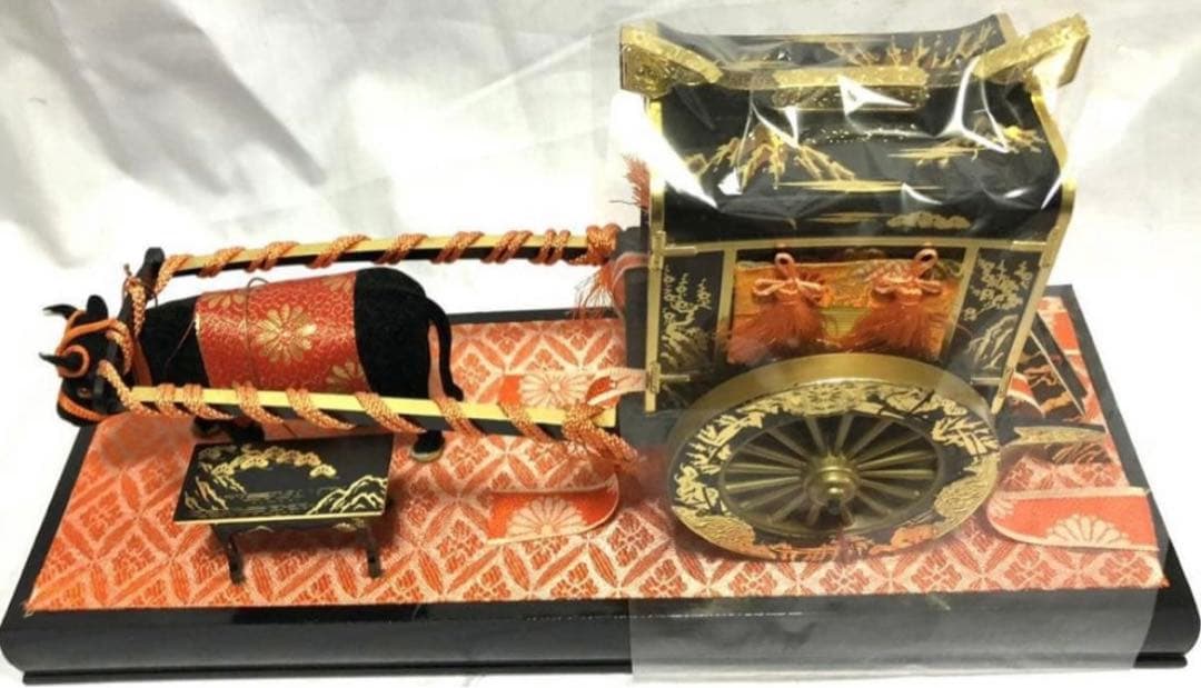 未開封 美品 雛人形 御所車 牛車 金 ひな人形 雛道具 雛飾り 和食器 高価